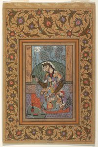 Dessin, Miniature : Figure assise - Unknown